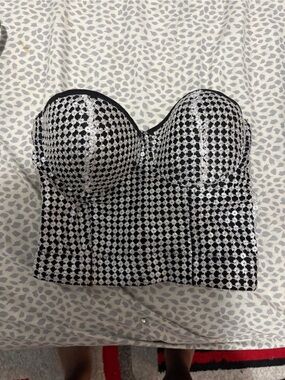Strapless Black and White Bustier Top